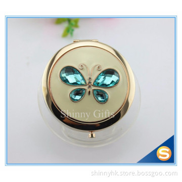 Shinny Gifts Fashionable Fancy Butterfly Design Folding Double Sides Metal Pocket Mirror